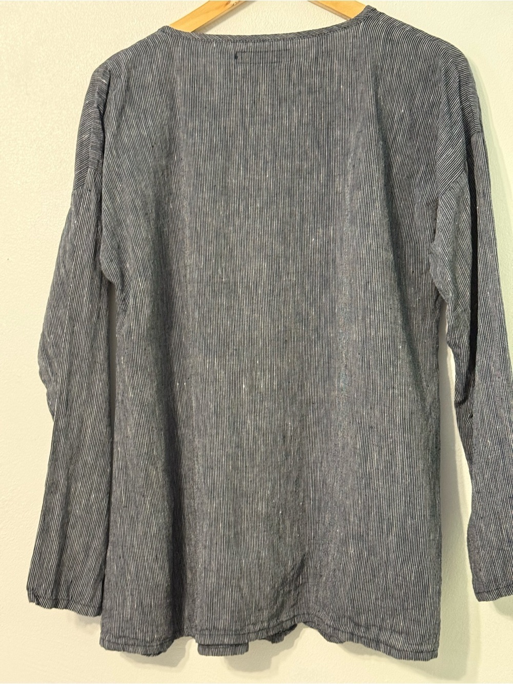 FLAX Long-Sleeve Navy Popover Button Shirt small - Picture 5 of 8